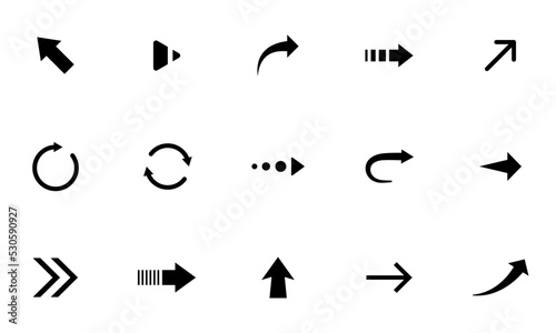 Conjunto de iconos de flechas negras. Gráficos de flechas complejas. ilustraciones vectoriales