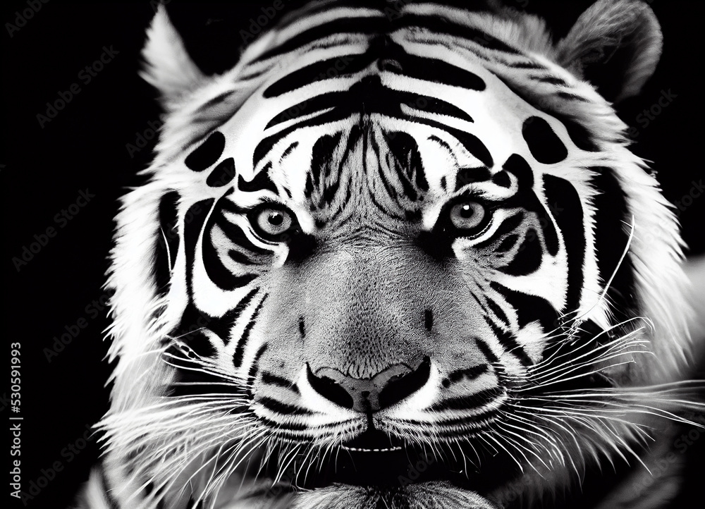 Tiger head, protected species to be protected, symbol of endangered wildlife in the natural world Tiger head, protected species to be protected, symbol of endangered wildlife in the natural world