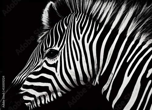Zebra head  black and white  close-up on the face