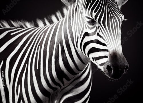zebra head  black and white  close-up on the face