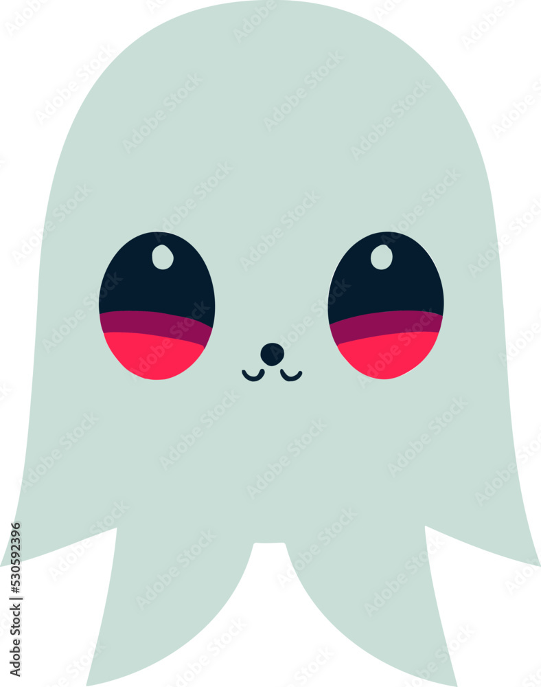 Halloween Kawaii Ghost, Vector Illustration Halloween Kawaii Ghost, Vector Illustration
