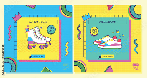 90s nostalgic colorful retro social media shop post template