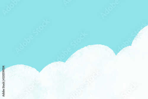 手描きの大きな雲、青空のシンプルなイラスト　ベクターイラスト背景素材テンプレート