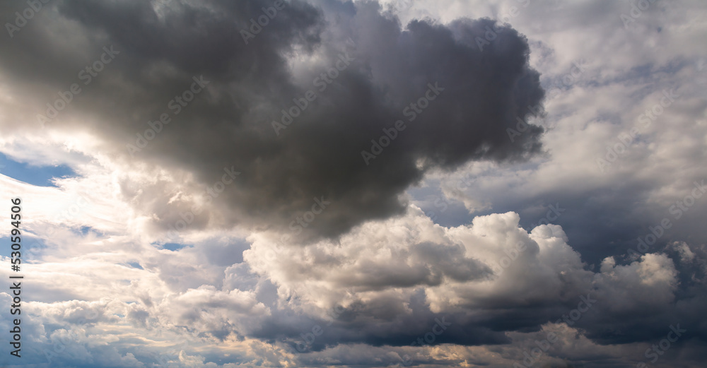 Majestic cumulus storm cloud sky. Weather background