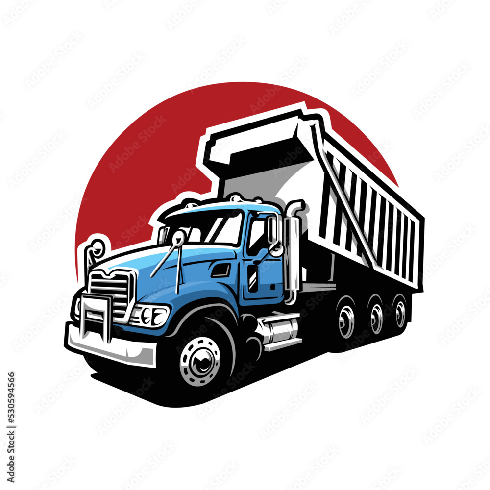 Premium Dump Truck Tipper Truck Illustration Vector Isolated. Best for trucking and freight related industry