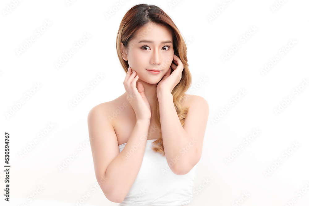 Beautiful young asian woman with clean fresh skin on white background, Face care, Facial treatment, Cosmetology, beauty and spa, Asian women portrait. Beautiful young asian woman with clean fresh skin on white background, Face care, Facial treatment, Cosmetology, beauty and spa, Asian women portrait.