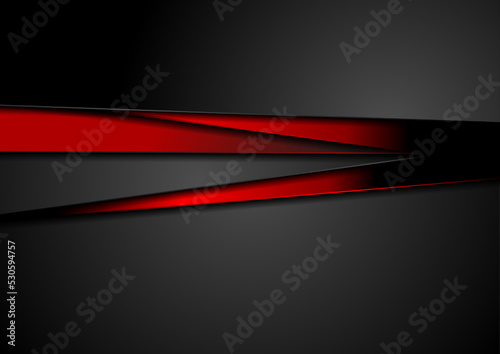 Black tech corporate abstract background with vibrant red stripes. Vector design