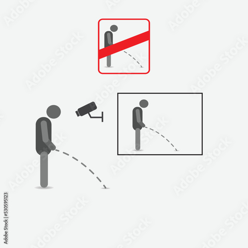 Public peeing prohibition sign with camera symbol
