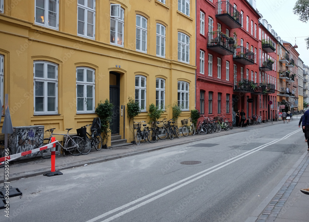Colourful buildings in Copenhagen of Denmark