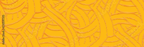 Banner, cover design. Embossed ethnic 3d pattern on a yellow background, boho style, paper press. Tribal ornamental variants of the East, Asia, India, Mexico, Aztecs, Peru.