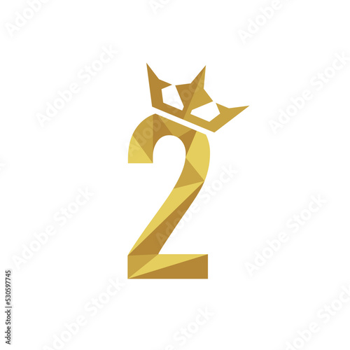 Number 2 Throne with Gold Crown Classic Premium Label Logo Design Template