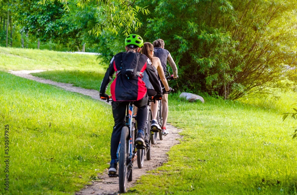 Cyclists ride on the bike path in the city Park
Cyclists ride on the bike path in the city Park