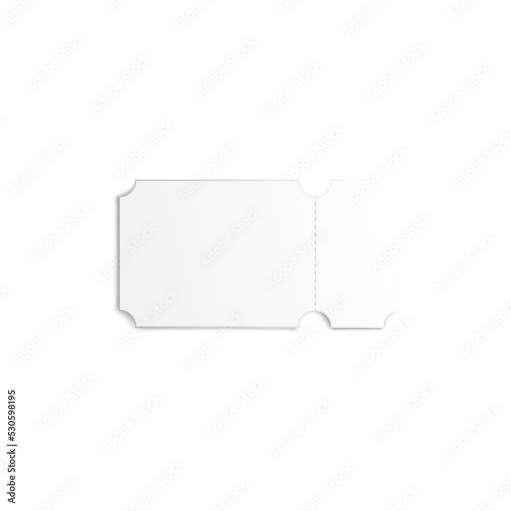 Concert or movie ticket with tear-off coupon, 3d vector illustration isolated. Concert or movie ticket with tear-off coupon, 3d vector illustration isolated.