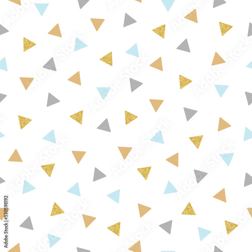 Free Download Colourful seamless pattern with repeating triangles in blue and grey. Pattern in subtle tones with sequins. Wallpaper for a boy's room. Vector illustration. - GFXLoad