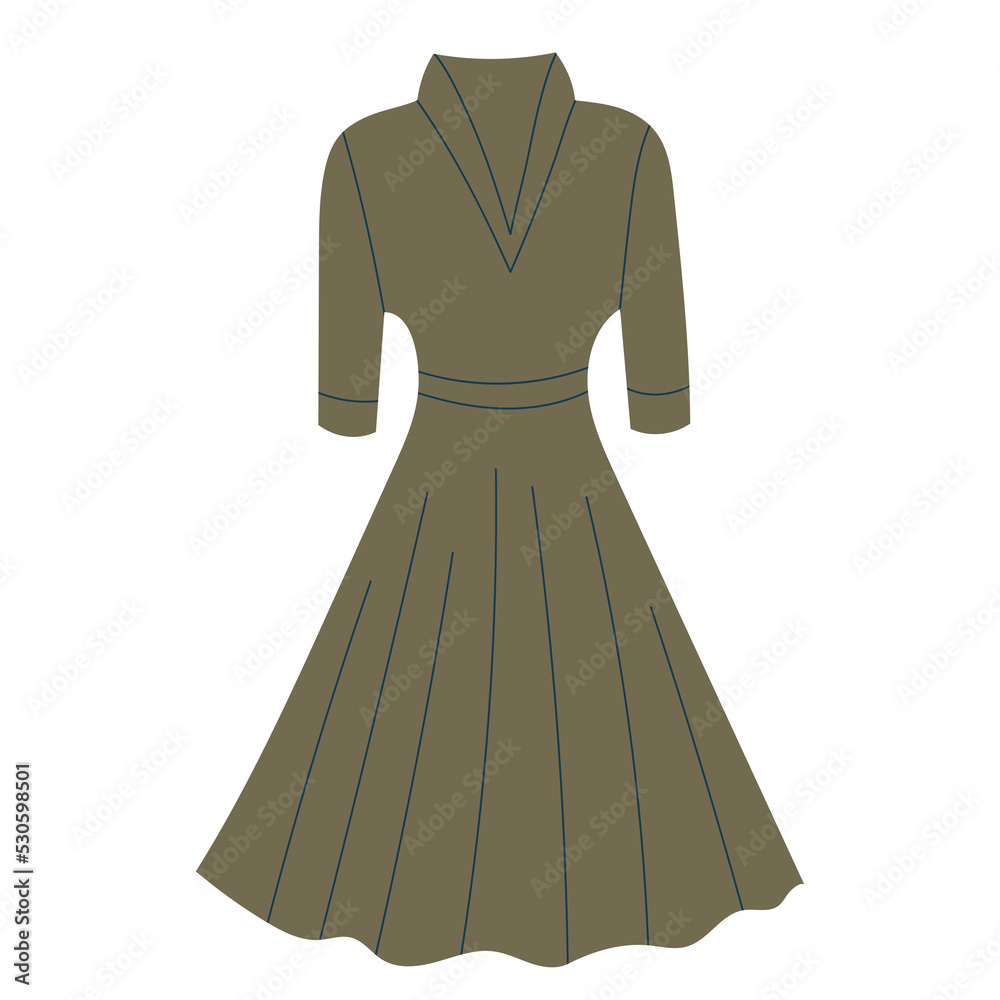 doodle style fashion dress female isolated doodle style fashion dress female isolated