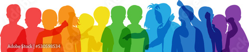 rainbow silhouette kids portrait vector