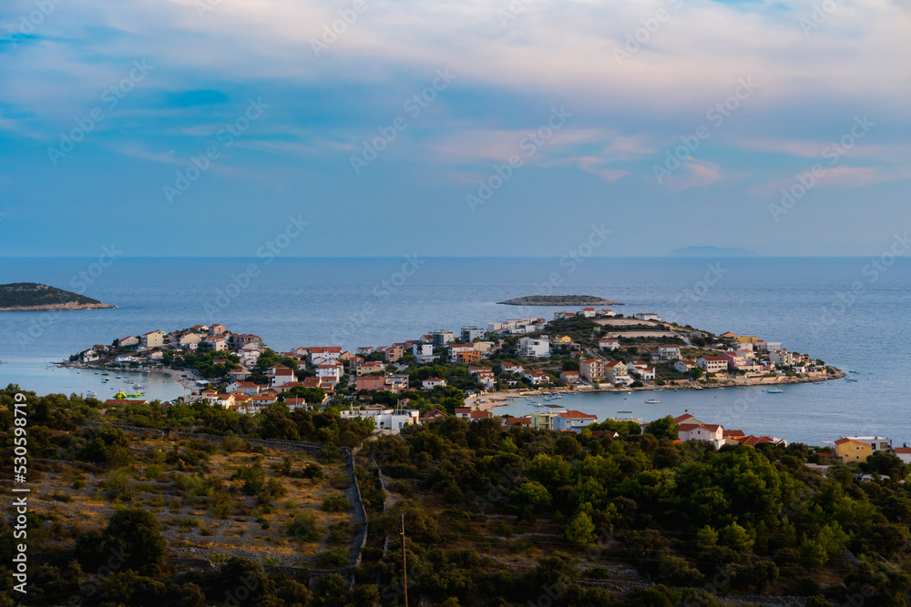 Evening view on the village Sevid in Croatia
