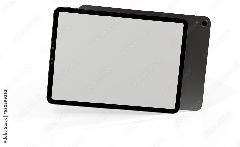 Photo 3D brandless tablet with empty screen isolated Photo 3D brandless tablet with empty screen isolated