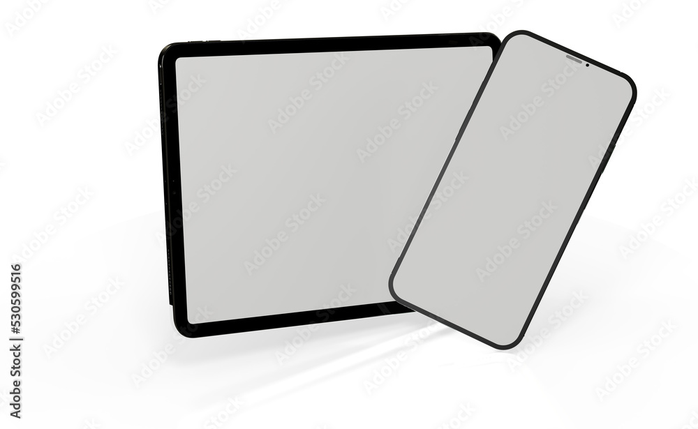 Modern tablet computer stand with blank screen isolated on white background Modern tablet computer stand with blank screen isolated on white background