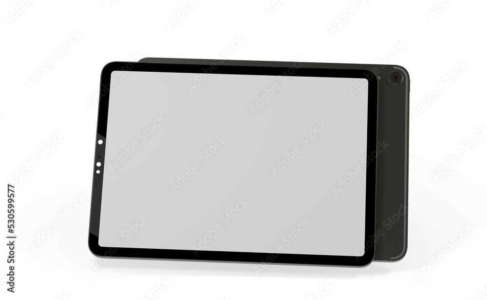 Modern tablet computer stand with blank screen isolated on white background Modern tablet computer stand with blank screen isolated on white background