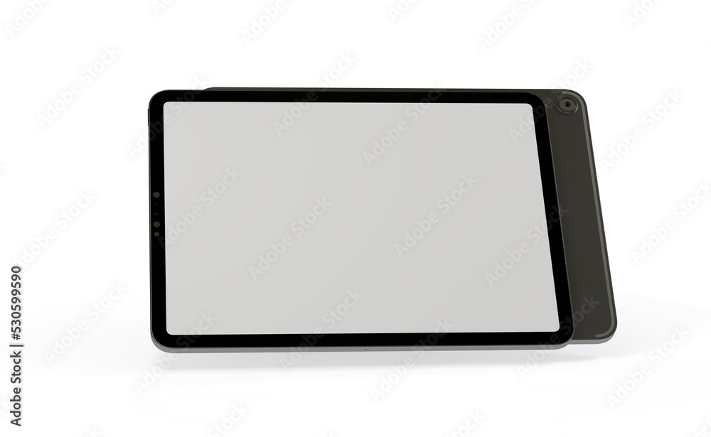 Photo 3D brandless tablet with empty screen isolated Photo 3D brandless tablet with empty screen isolated