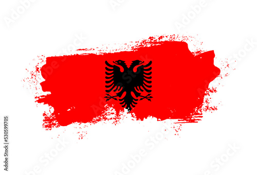Flag of Albania country with hand drawn brush stroke vector illustration