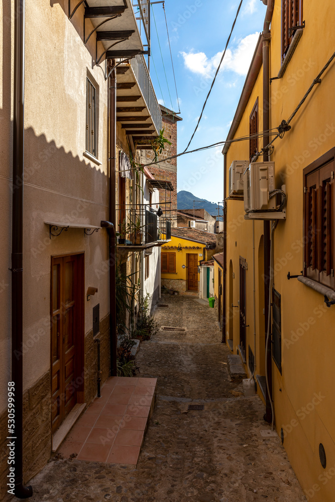 Cefalu, Sicily - Italy - July 7, 2020: Small typical street in Cefalu in Sicily, Italy