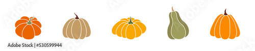 Pumpkin vector icon set. Halloween pumpkin icon. Gourd sign collection