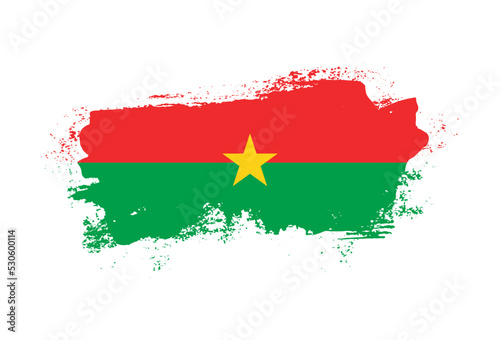 Flag of Burkina Faso country with hand drawn brush stroke vector illustration