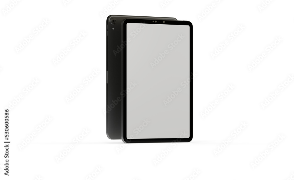 Modern tablet computer stand with blank screen isolated on white background Modern tablet computer stand with blank screen isolated on white background