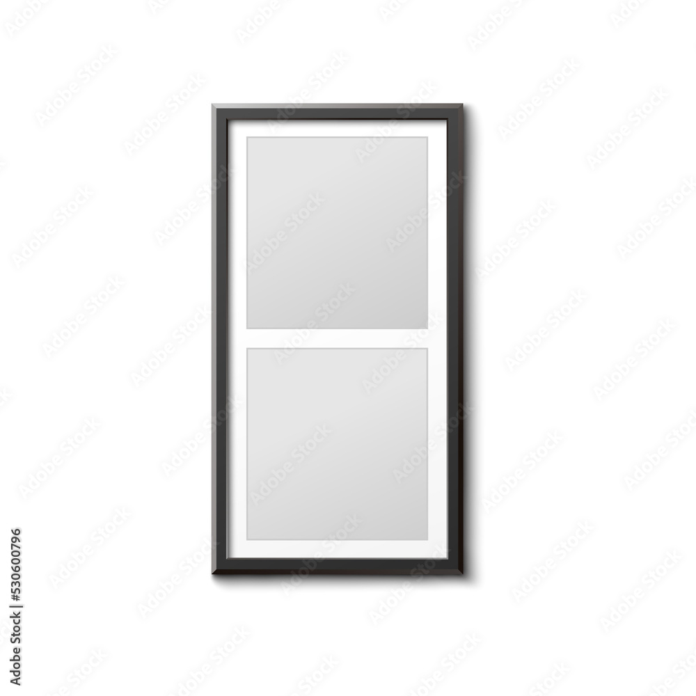 Blank frame mockup divided in two parts, realistic vector illustration isolated. Blank frame mockup divided in two parts, realistic vector illustration isolated.