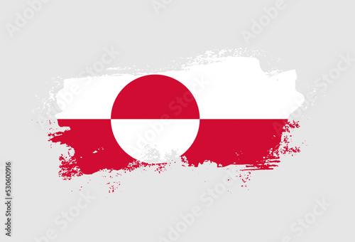 Flag of Greenland country with hand drawn brush stroke vector illustration