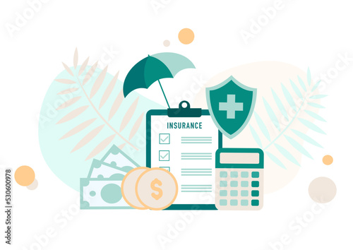 Health insurance. Shield protection for family flat vector illustration. Health and life insurance concept for banner, website design or landing web page