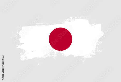 Flag of Japan country with hand drawn brush stroke vector illustration