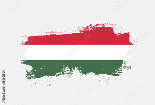 Flag of Hungary country with hand drawn brush stroke vector illustration