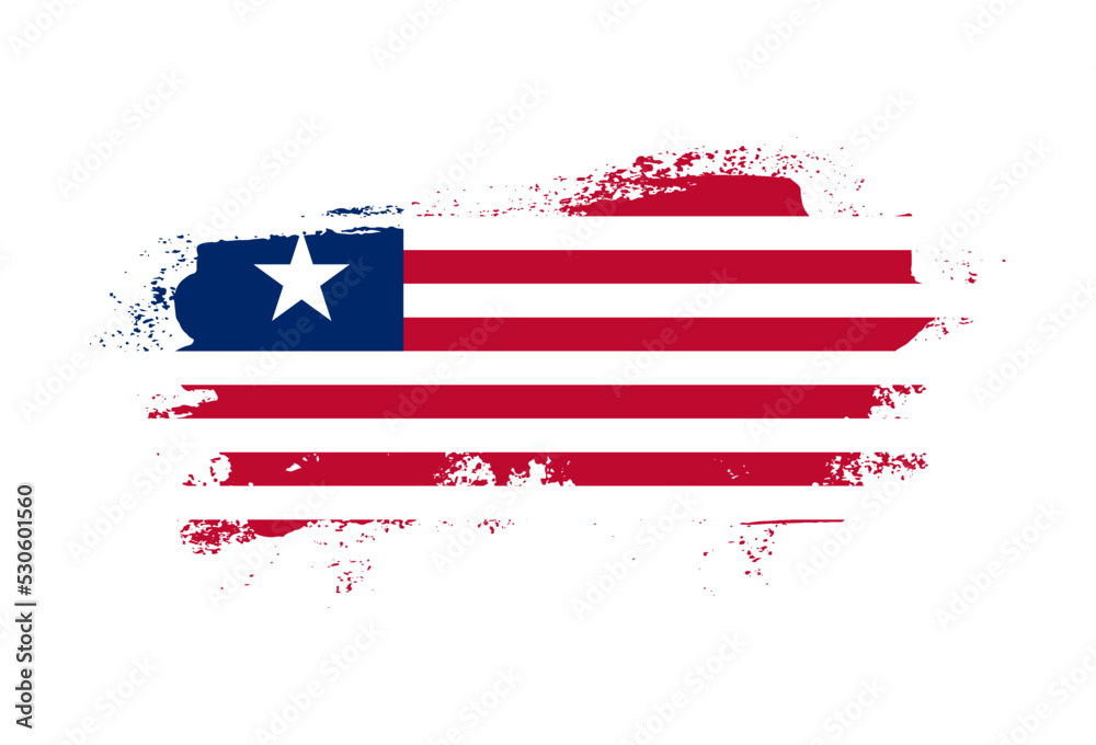 Flag of Liberia country with hand drawn brush stroke vector illustration Flag of Liberia country with hand drawn brush stroke vector illustration