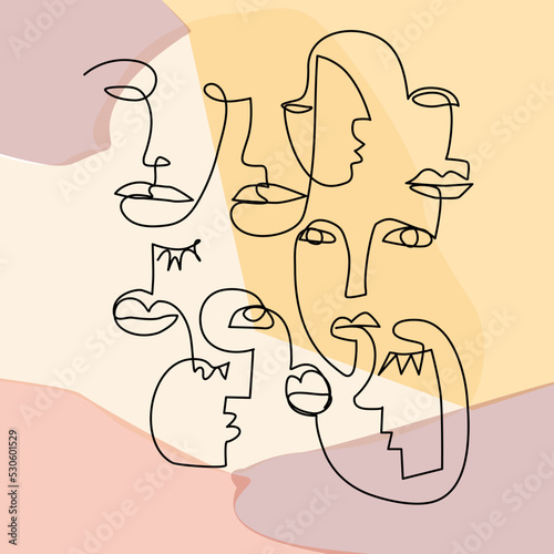 continuous line drawing face simple fashion concept modern modern pattern vector illustration