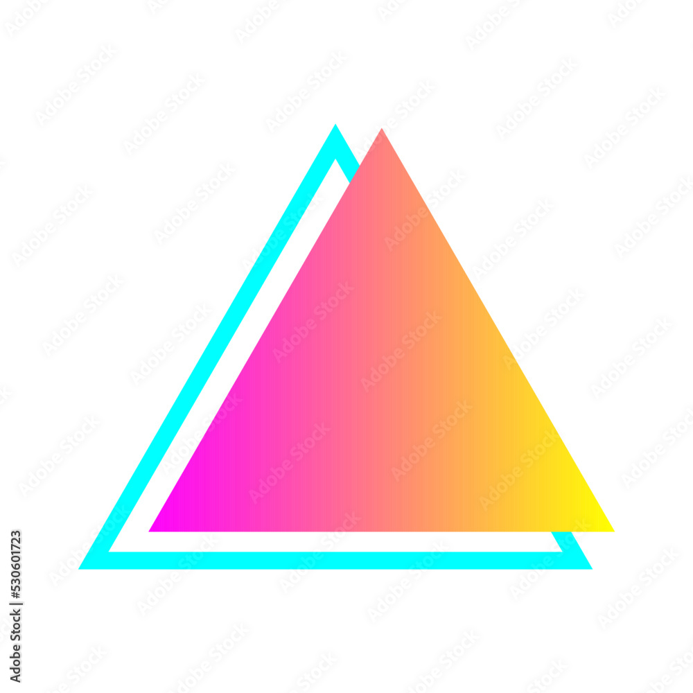 Neon triangles in cyberpunk style. Figures icons for design. Vector illustration isolated on white background. Neon triangles in cyberpunk style. Figures icons for design. Vector illustration isolated on white background.