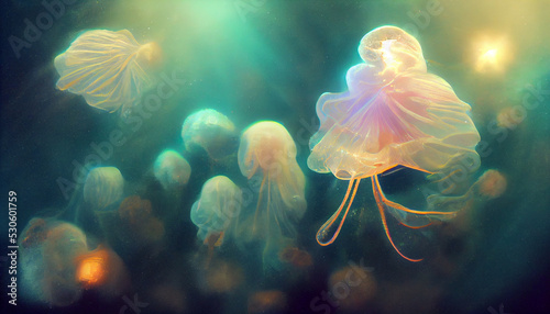 Under water effect. jellyfish illustration © Ninio