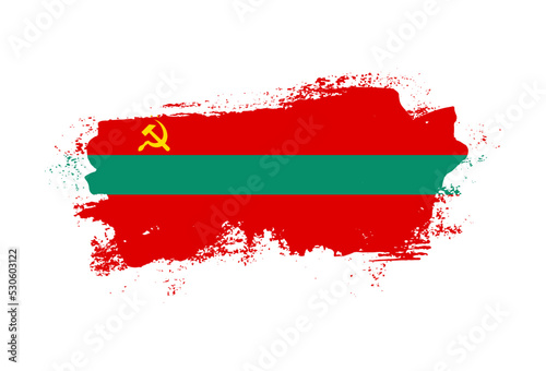Flag of Transnistria country with hand drawn brush stroke vector illustration