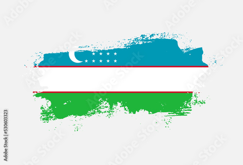 Flag of Uzbekistan country with hand drawn brush stroke vector illustration