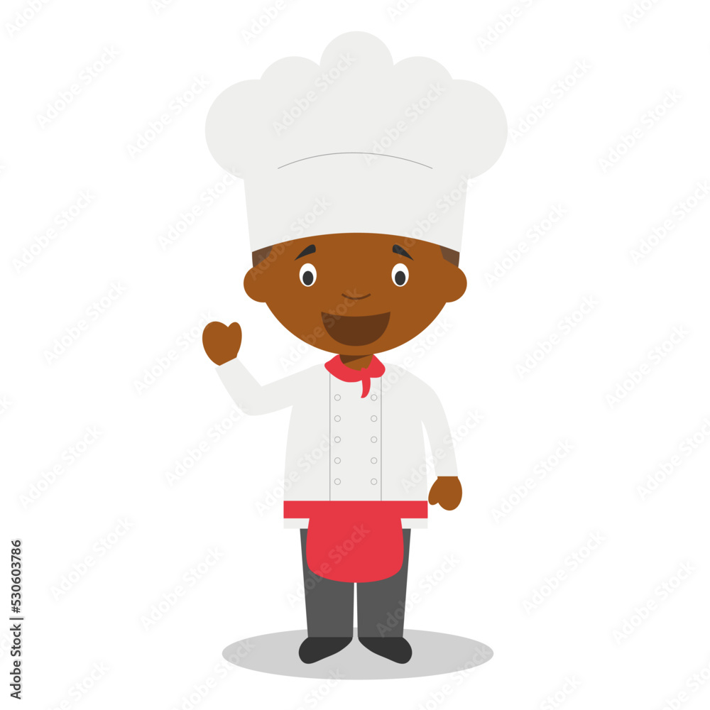 Cute cartoon vector illustration of a black or african american male chef. Cute cartoon vector illustration of a black or african american male chef.