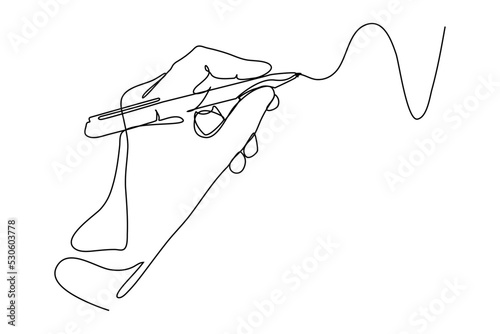 continuous line drawing of hand drawing line with pen