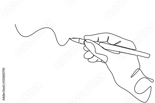 continuous line drawing of hand drawing line with pen