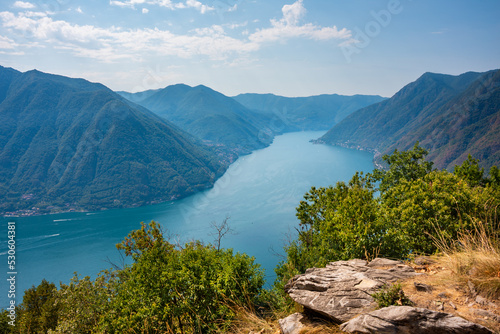 Beautiful panorama of lake Como in summer, famous tourism destination