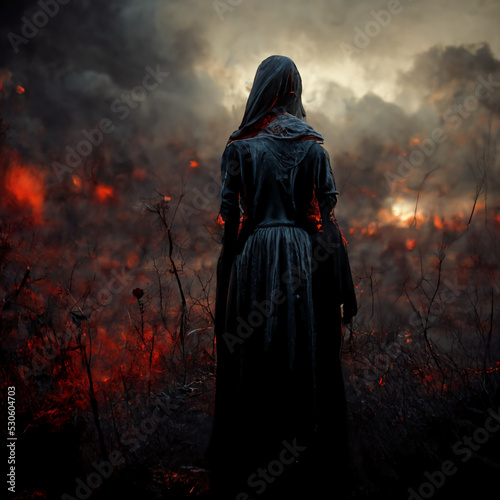 Apocalypse horror woman illustration