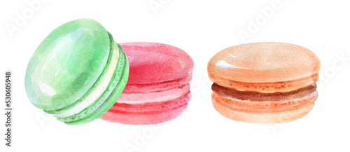 Watercolor isolated illustration of Macarons