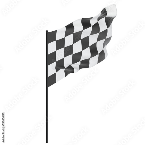 3D rendering illustration of a checkered racing flag
