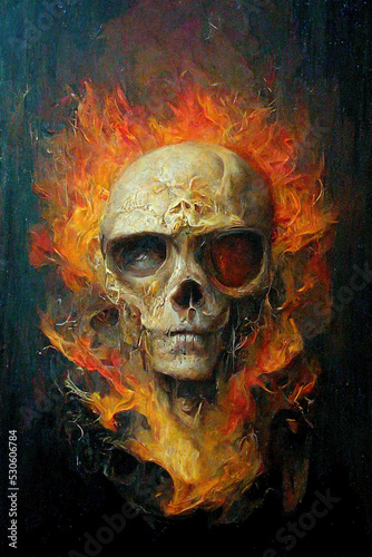 Portrait of a skeleton body on fire