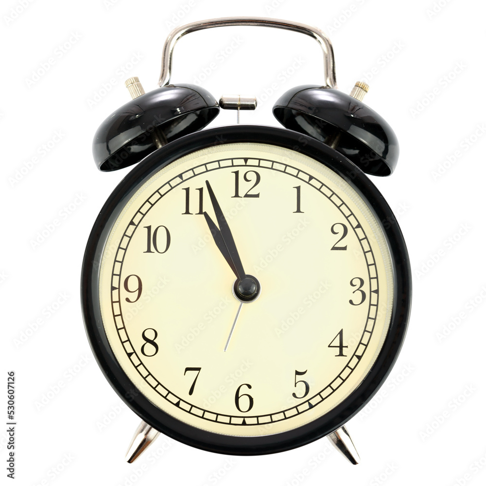 Classical retro alarm clock isolated on a transparent background in close-up Classical retro alarm clock isolated on a transparent background in close-up